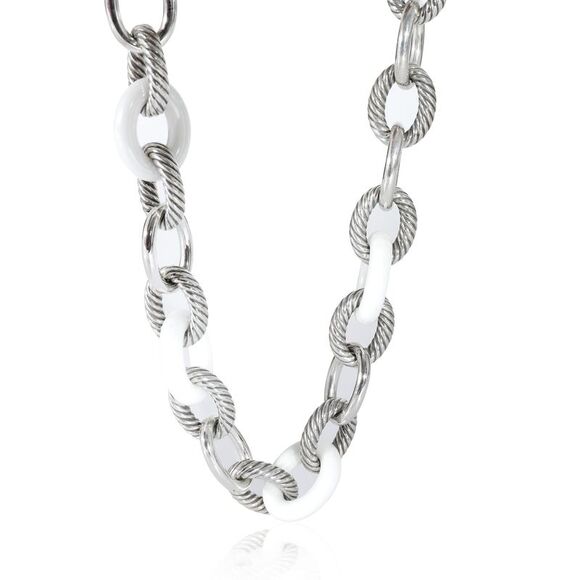 David Yurman Oval Link Necklace in Sterling Silver With Ceramic - Picture 1 of 4